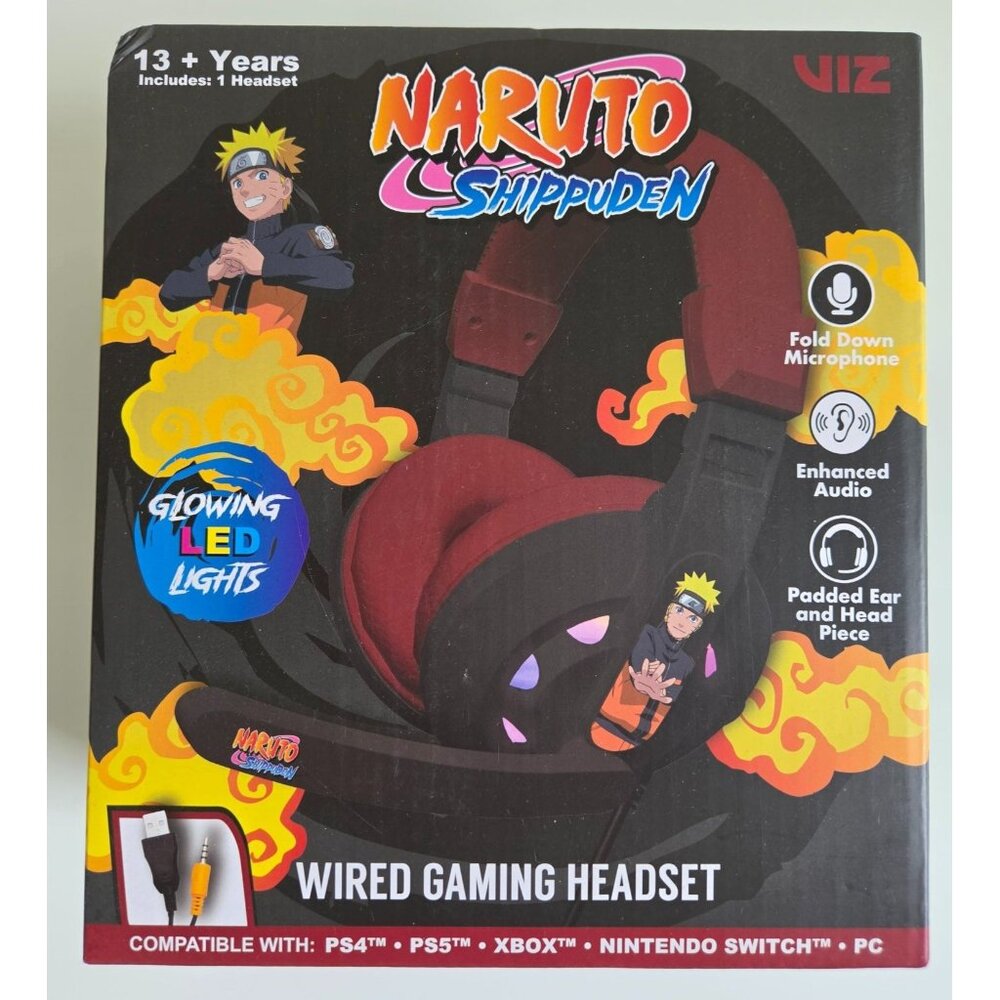 Naruto Shippuden Wired Gaming Headset - Compatible PS4 PS5 Xbox Switch PC